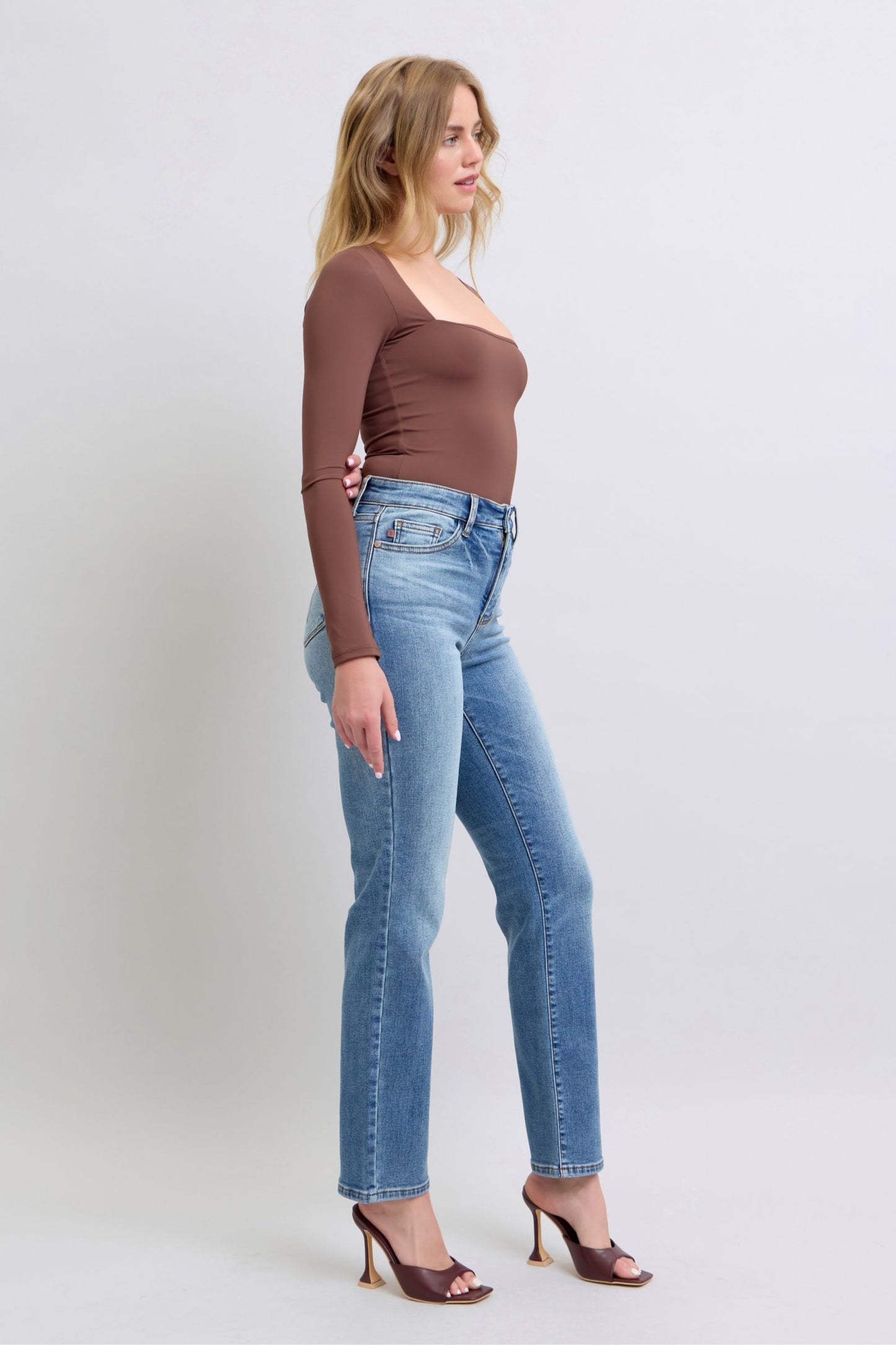 Judy Blue Vintage Wash Thermal Straight Jeans